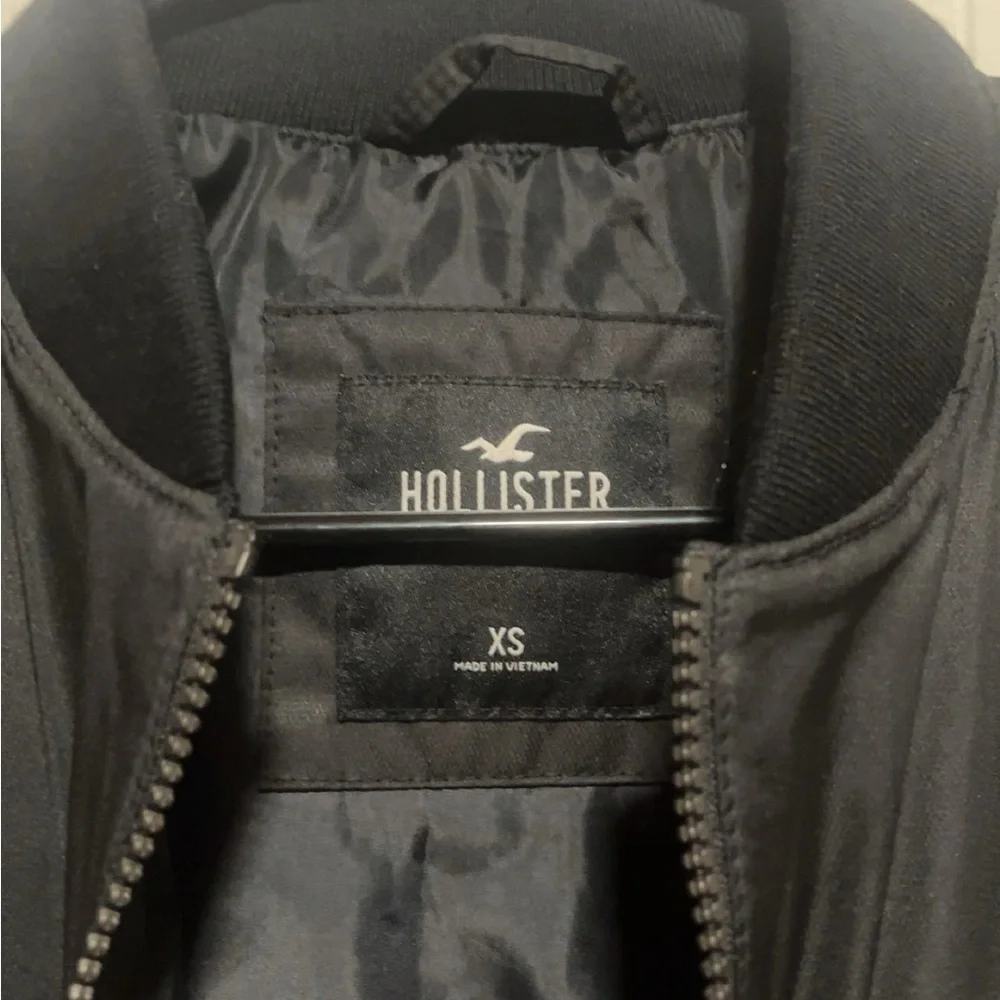 Hollister Black Zip-Up Bomber with Logo Patch